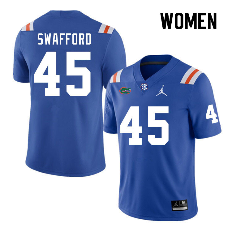 Women #45 Layne Swafford Florida Gators College Football Jerseys Stitched Sale-Throwback